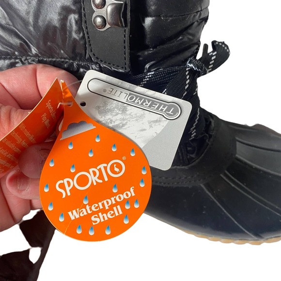 Sporto Thermolite Black Liquid Look Snow Boots NWT NEW Size 11 Womens - Picture 6 of 9